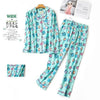 Korea Cute cartoon 100% cotton pyjamas women pajamas sets autumn 100% Brushed cotton winter warm women sleepwear pijamas mujer