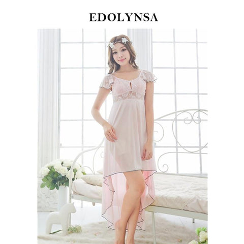 New Arrivals Lace Nightgowns Sleepshirts Solid Sleepwear Sexy Nightgown Female Soft Home Dress Vintage Cute Nightgown #H167