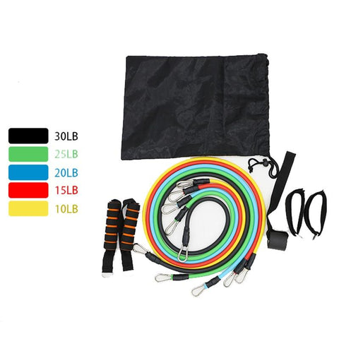 11Pcs/Set Resistance Bands Exercise Training Tube Pull Rope Pedal Rubber Expander Elastic Bands For Fitness Workout