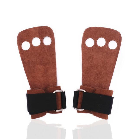 Leather Gymnastics 3 Holes Palm Hand Grips for Crossfit Home Gym Fitness Training Pull up Weight lifting Kettlebell and Barbells