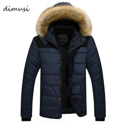 DIMUSI Mens Winter Jacket Male -25 'C Thick Thermal Cotton Parka Coats Mens Casual Faux Fur Collar Hoodies Jackets 6XL,TA270