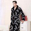 Men Winter Flannel Long Robe Sleepwear Nightwear Knitted Coral Fleece Bath Robes Thick Warm NightGowns
