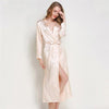 Hot Sale Pink Women Long Nightwear Sexy Wedding Bride Bridesmaid Robe Satin Home Dress Lace V-neck Nightgown For Lady One Size