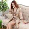 Sexy Summer 2PC Nightgown Sleepshirts Womens Robe Mini Kimono Bath Gown Faux Silk Sleepwear Casual Silky Nightwear Female Dress