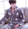 Pajamas Men's Thickened Flannel Male Winter Long Sleeved Bathing Nightgowns Women's Coral Fleece Adult Warm Homewear D-2097