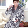 Pajamas Men's Thickened Flannel Male Winter Long Sleeved Bathing Nightgowns Women's Coral Fleece Adult Warm Homewear D-2097