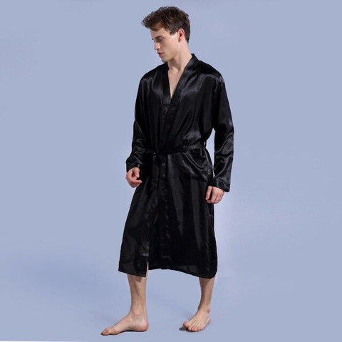 Chinese Men's Wine Red Satin Robe With Belt Kimono Bathrobe Gown Nightgown Sleepwear Home Leisure Pajamas S M L XL XXL TBG0611