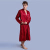 Chinese Men's Wine Red Satin Robe With Belt Kimono Bathrobe Gown Nightgown Sleepwear Home Leisure Pajamas S M L XL XXL TBG0611