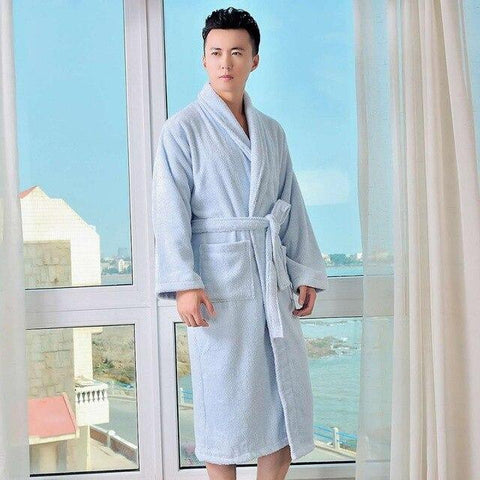 High-end bathrobe men  cotton women nightgown mens sleepwear blanket towel fleece thick lovers long soft  autumn winter