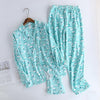 Korea Cute cartoon 100% cotton pyjamas women pajamas sets autumn 100% Brushed cotton winter warm women sleepwear pijamas mujer