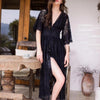 High Guality Fashion Women Sexy Lace Robe Button Dress Breathable Lace Dress Long sleeve Bathrobes Pajamas Sleepwear