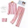 Korea Cute cartoon 100% cotton pyjamas women pajamas sets autumn 100% Brushed cotton winter warm women sleepwear pijamas mujer