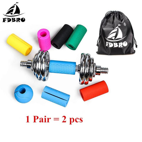FDBRO 1 Pair Barbell Grips Dumbbell Kettlebell Fat Grip Thick Bar Handles Pull Up Weightlifting Support Anti-Slip Protect Pad