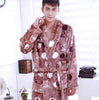Flannel Hooded Bathrobe Men Kimono Hombre Solid Bath Robes Male Nightgown Long Sleeve Sleepwear Pajamas Lounge Homewear Men