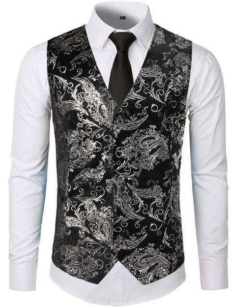 Paisley Flower Steampunk Suit Vest Men 2018 Classic V Neck Slim Fit Single Breasted Flannel Waistcoat Mens Marriage Gilet Homme