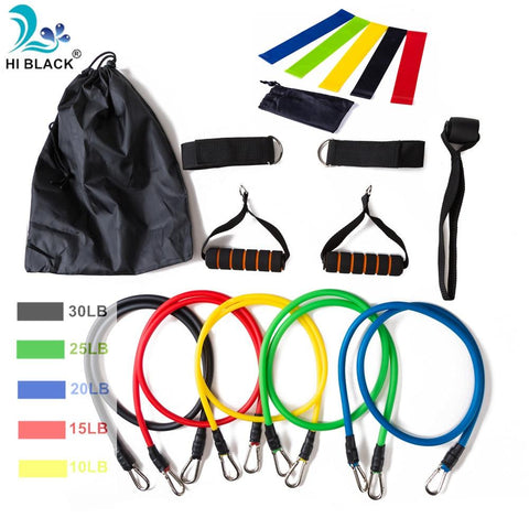 17Pcs/Set Latex Resistance Bands Set Yoga Exercise Fitness Band Rubber Loop Tube Bands Gym Door Anchor Ankle Straps With Bag Kit
