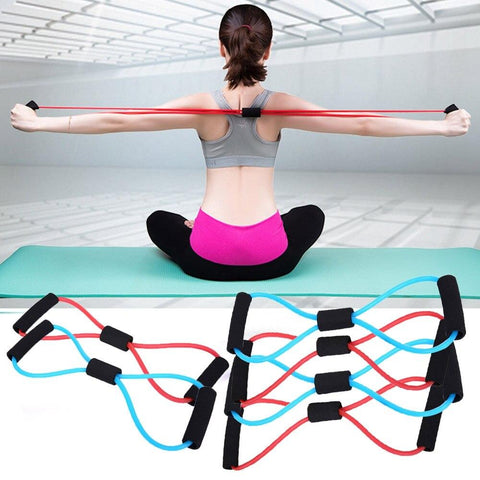 8 Word Chest Fitness Gum Rubber Latex Resistance Fitness Equipment Stretch Sport Training Elastic Band Slimming Accessories