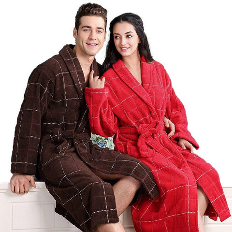 Cotton bathrobe Bride Men Thick Long sleepwear nightgown blanket towel Fleece soft Nightgown Pajamas Men's robe autumn winter