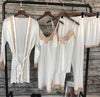 2018 Women Satin Sleepwear 5 Pieces Pyjamas Sexy Lace Pajamas Sleep Lounge Pijama Silk Night Home Clothing Pajama Suit