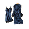 Pajamas Set Robe Hot Winter Sexy Lace Nightgowns Women Bathrobe Nighties Dress Long Sleeve Blouse Female Sleepwear Pijama