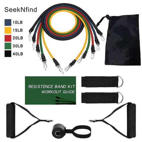 17Pcs Resistance Bands Set Yoga Exercise Fitness Band Rubber Loop Tube Bands Gym Door Anchor Ankle Straps with Bag Elastic Band