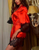 2017 New Hot Sexy Lingerie Silk Lace Black Kimono Intimate Sleepwear Robe Night Gown Black Purple Colors