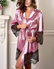 2017 New Hot Sexy Lingerie Silk Lace Black Kimono Intimate Sleepwear Robe Night Gown Black Purple Colors