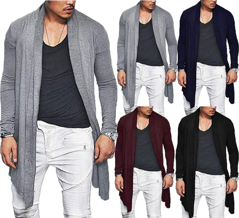 US Mens Winter Warm Long Wrap Cardigan Jumper Coat Jacket Casual Outwear Sweater