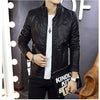 2018 Autumn New Fashion  Male Leather Jacket Slim Fit Coat Men Stand Collar PU Coats Leather Biker Jackets