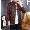 2018 Autumn New Fashion  Male Leather Jacket Slim Fit Coat Men Stand Collar PU Coats Leather Biker Jackets