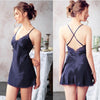 NG0168 Sexy Women Nightgown Spaghetti Strap Lace Trim Lingerie Nightie Satin Silk Backless Nightdress Lady Short Mini Sleepwear