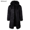 Luxury Winter Men Long Faux Fur Coat 2018 Warm Thick Fox Fur Jacket Black/White Contrast Color Fur Outerwear Casual Parka Coat