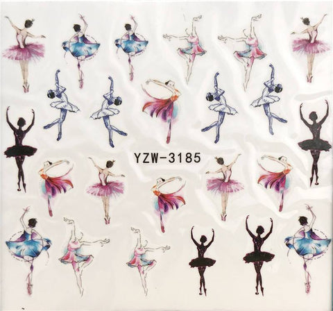 YZWLE 1 Sheet Nail Art Water Decal Dancer/ballet Nail Sliders Decor Tips Nail Pattern Sticker For Nail Beauty Care