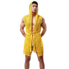 Men Sexy Fishnet Transparent Hooded Bathrobe Fashion Brand 2019 Gay Long Bath Robe Nightgowns