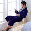 Winter Mens Robes Flannel Long Robe Knitted Coral Fleece Bathrobe Thick Sleepwear Nightwear Warm NightGowns Coffee's out ofstock