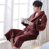 Winter Mens Robes Flannel Long Robe Knitted Coral Fleece Bathrobe Thick Sleepwear Nightwear Warm NightGowns Coffee's out ofstock