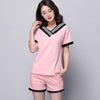 summer women Comfortable Pajamas Set long Sleeve Nightgown Cartoon printing Cute Sleepwear suit Girl short pants Pijama Mujer