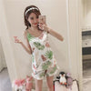 summer women Comfortable Pajamas Set long Sleeve Nightgown Cartoon printing Cute Sleepwear suit Girl short pants Pijama Mujer