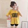 summer women Comfortable Pajamas Set long Sleeve Nightgown Cartoon printing Cute Sleepwear suit Girl short pants Pijama Mujer