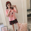 summer women Comfortable Pajamas Set long Sleeve Nightgown Cartoon printing Cute Sleepwear suit Girl short pants Pijama Mujer