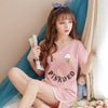 summer women Comfortable Pajamas Set long Sleeve Nightgown Cartoon printing Cute Sleepwear suit Girl short pants Pijama Mujer