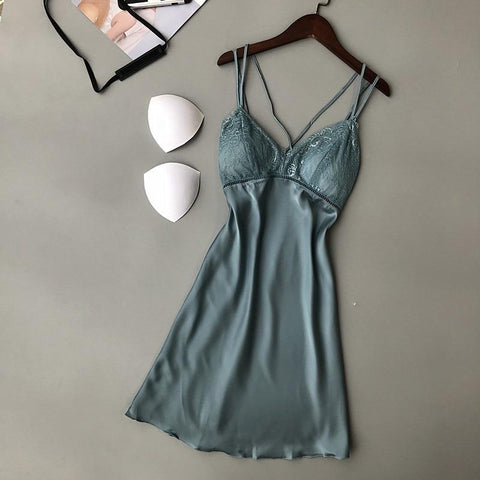 Sexy Lace Women Nightgown Ladies Lingerie Dress Sleepwear Nightwear Satin Night Dress Night Skirt Nighties for Women Sleepshirts