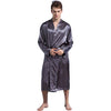 Wholesale Solid Color Pockets Long Sleeve Men's Bathrobe Loose Sleepwear Nightgown Robe
