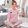 2019 Sleep Lounge Pajama Long Sleeve Top + Long Pant Woman Pajama Set Cartoon Pyjamas Cotton Sleepwear For Women M L XL XXL XXXL