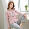 2019 Sleep Lounge Pajama Long Sleeve Top + Long Pant Woman Pajama Set Cartoon Pyjamas Cotton Sleepwear For Women M L XL XXL XXXL