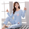 2019 Sleep Lounge Pajama Long Sleeve Top + Long Pant Woman Pajama Set Cartoon Pyjamas Cotton Sleepwear For Women M L XL XXL XXXL