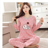 2019 Sleep Lounge Pajama Long Sleeve Top + Long Pant Woman Pajama Set Cartoon Pyjamas Cotton Sleepwear For Women M L XL XXL XXXL
