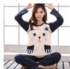 2019 Sleep Lounge Pajama Long Sleeve Top + Long Pant Woman Pajama Set Cartoon Pyjamas Cotton Sleepwear For Women M L XL XXL XXXL
