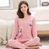 2019 Sleep Lounge Pajama Long Sleeve Top + Long Pant Woman Pajama Set Cartoon Pyjamas Cotton Sleepwear For Women M L XL XXL XXXL