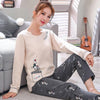 2019 Sleep Lounge Pajama Long Sleeve Top + Long Pant Woman Pajama Set Cartoon Pyjamas Cotton Sleepwear For Women M L XL XXL XXXL
